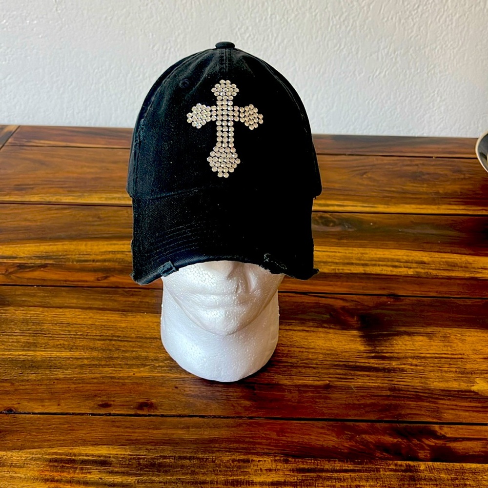 District threads vintage Swarovski crystal cross baseball cap